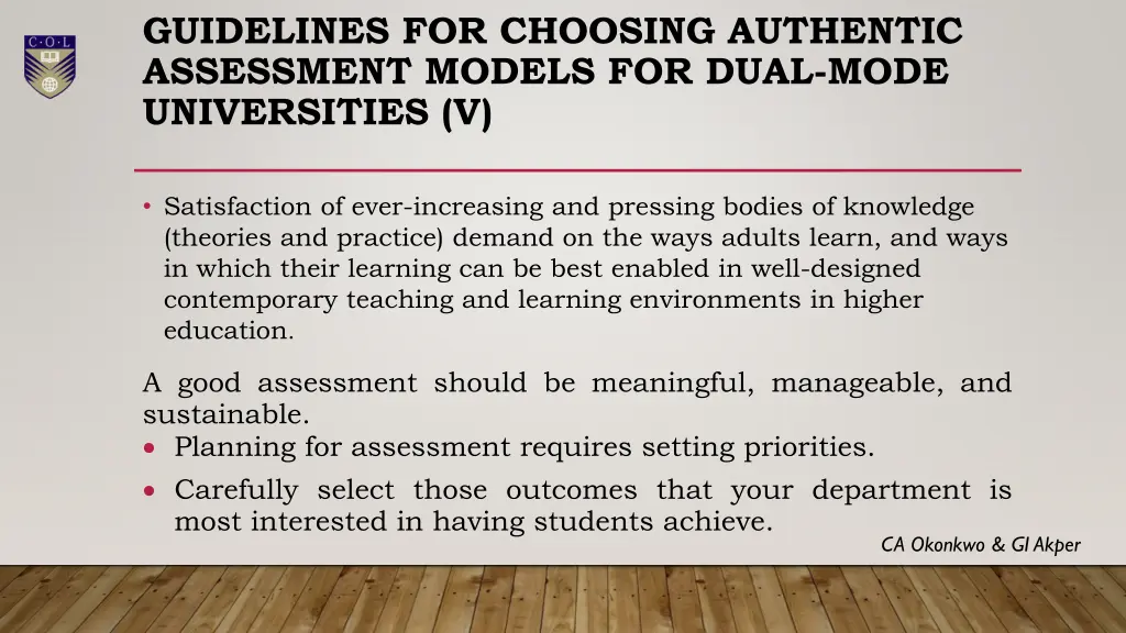 guidelines for choosing authentic assessment 3
