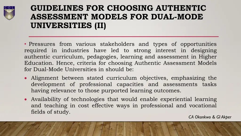 guidelines for choosing authentic assessment
