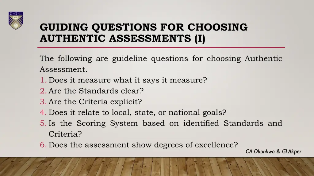 guiding questions for choosing authentic