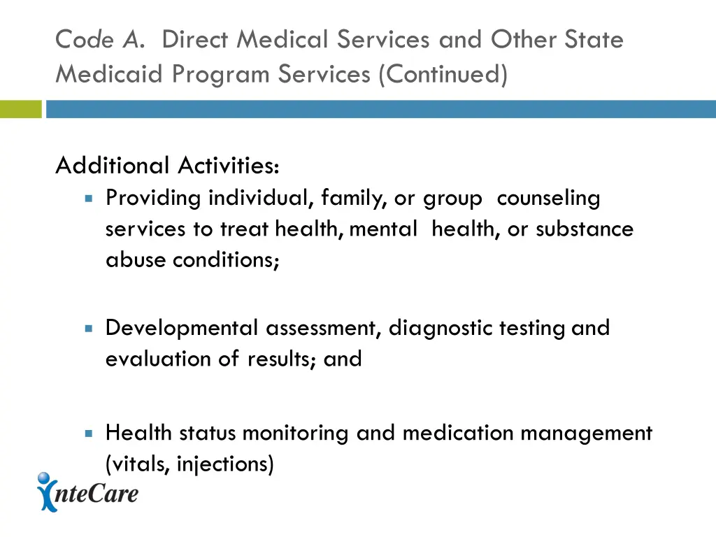 code a direct medical services and other state 1