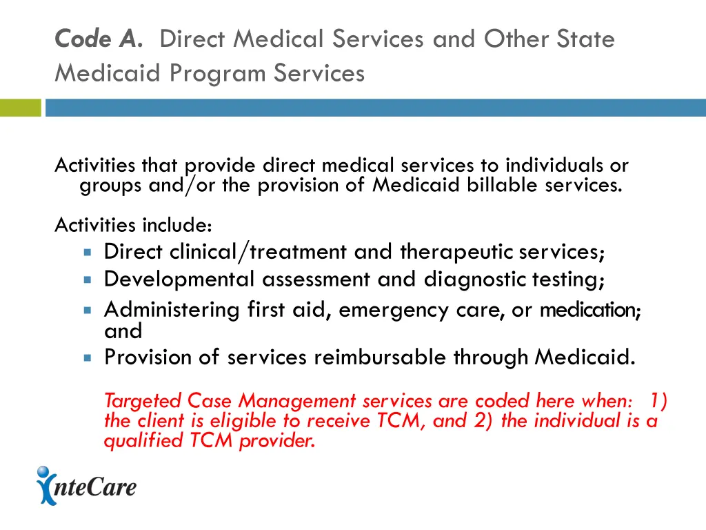 code a direct medical services and other state