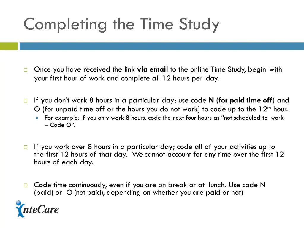 completing the time study