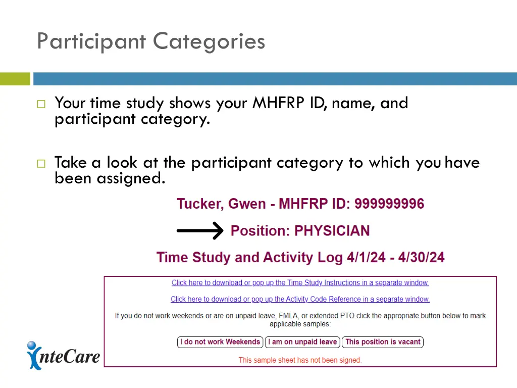 participant categories