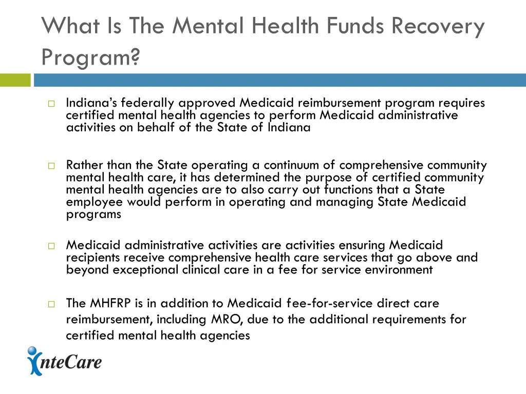 what is the mental health funds recovery program