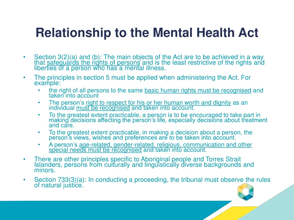 relationship to the mental health act