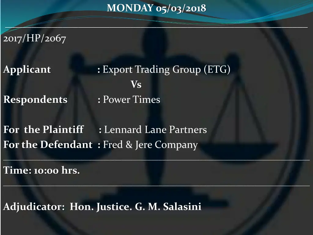 monday 05 03 2018