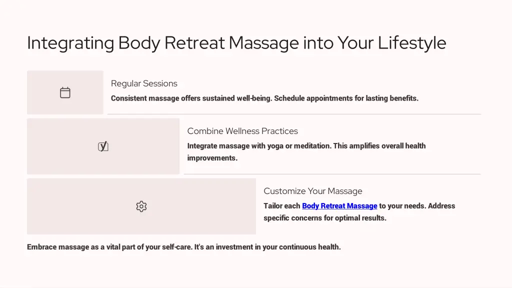 integrating body retreat massage into your