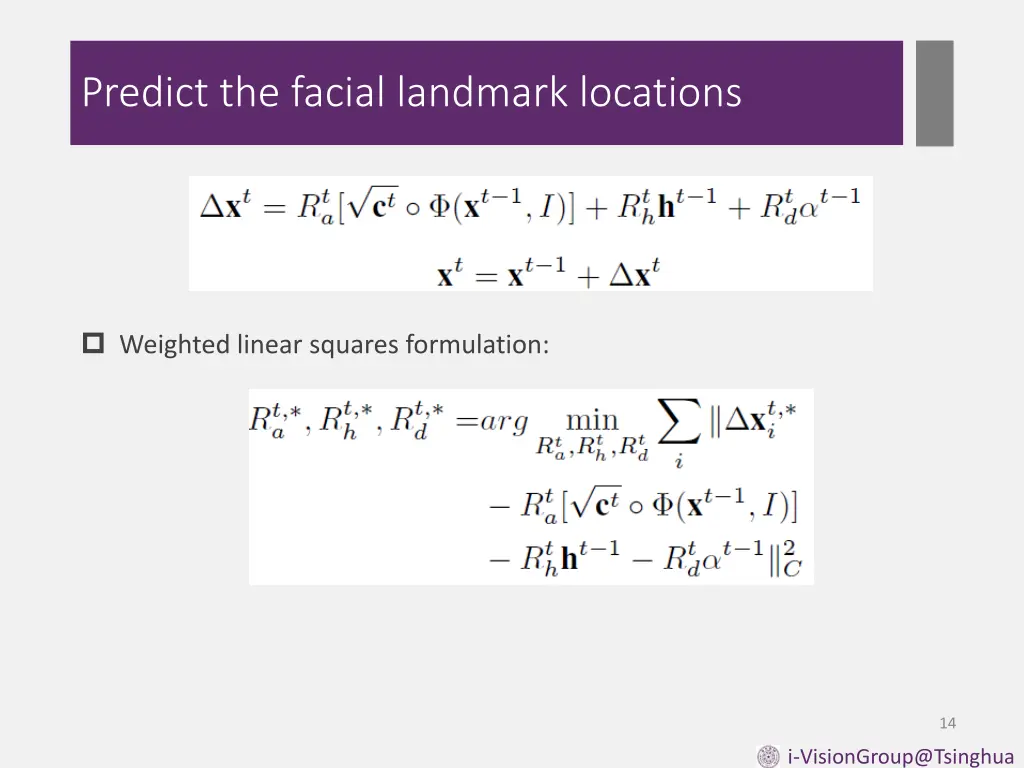 predict the facial landmark locations