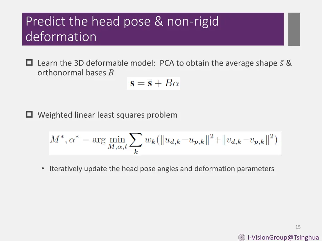 predict the head pose non rigid deformation