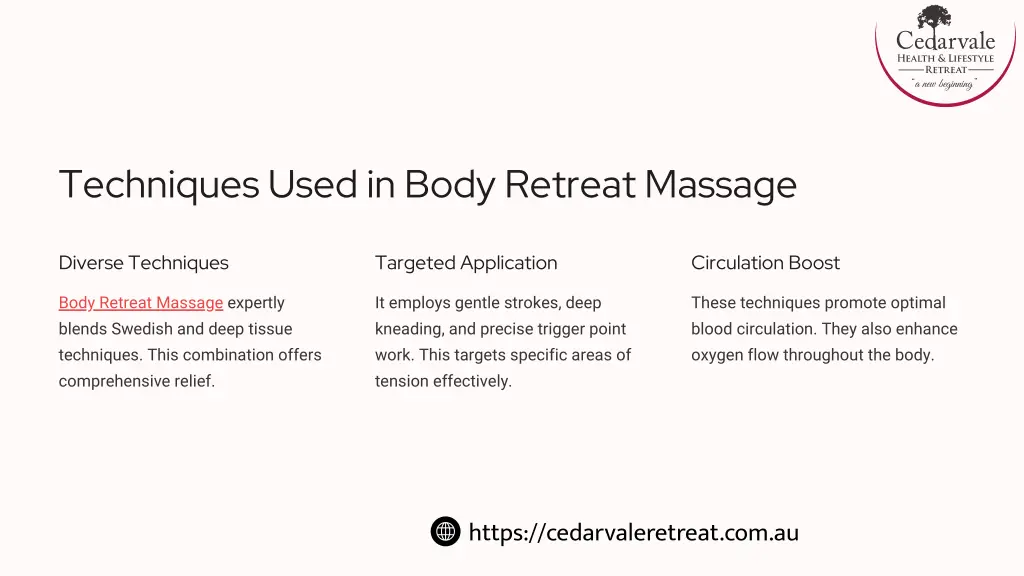 techniques used in body retreat massage