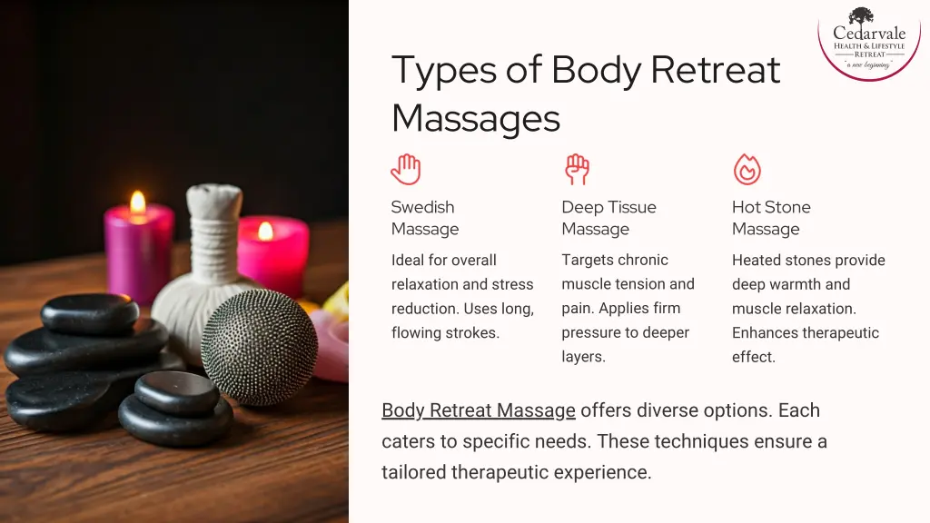 types of body retreat massages