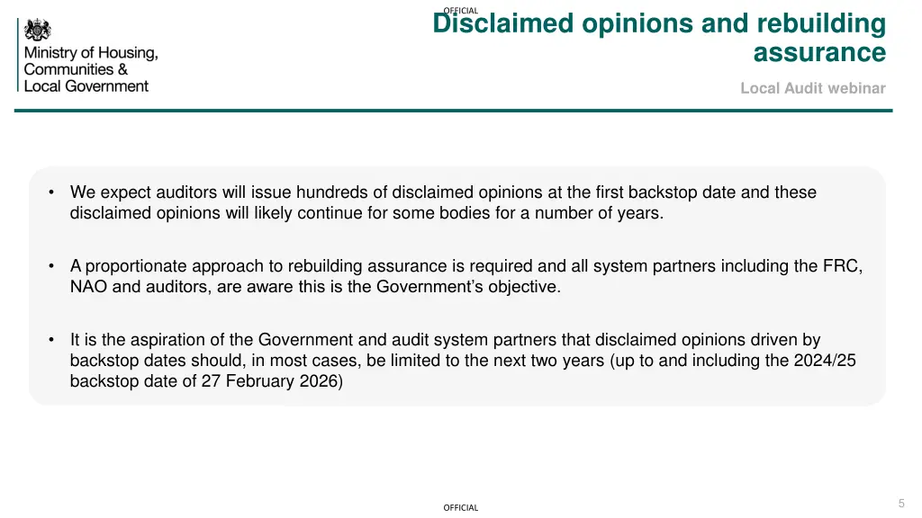 official disclaimed opinions and rebuilding