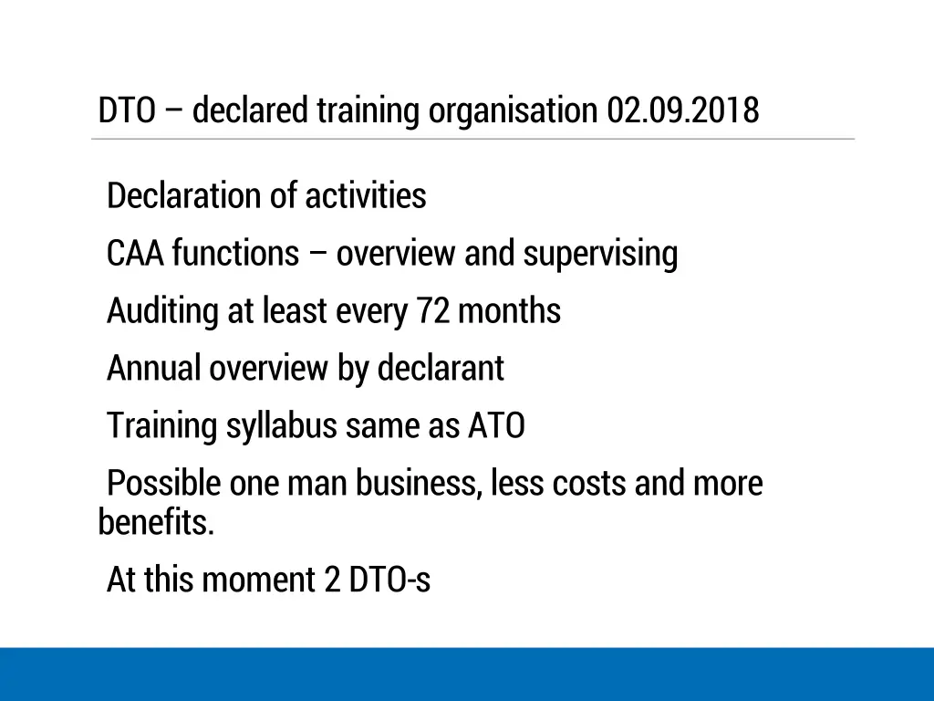 dto declared training organisation 02 09 2018