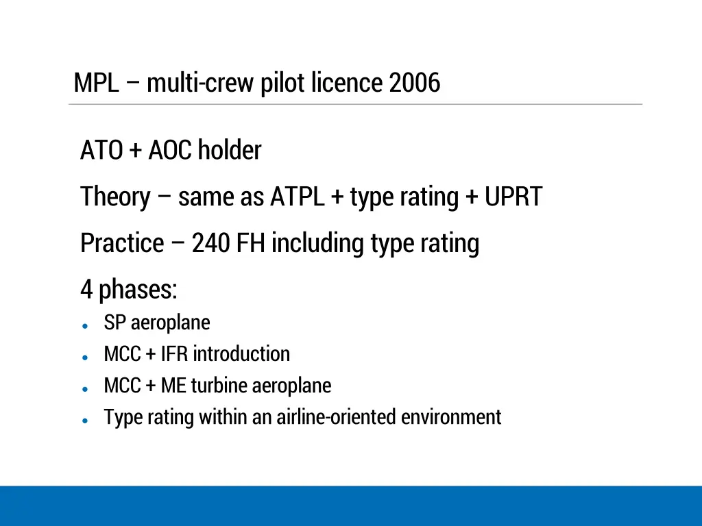 mpl multi crew pilot licence 2006