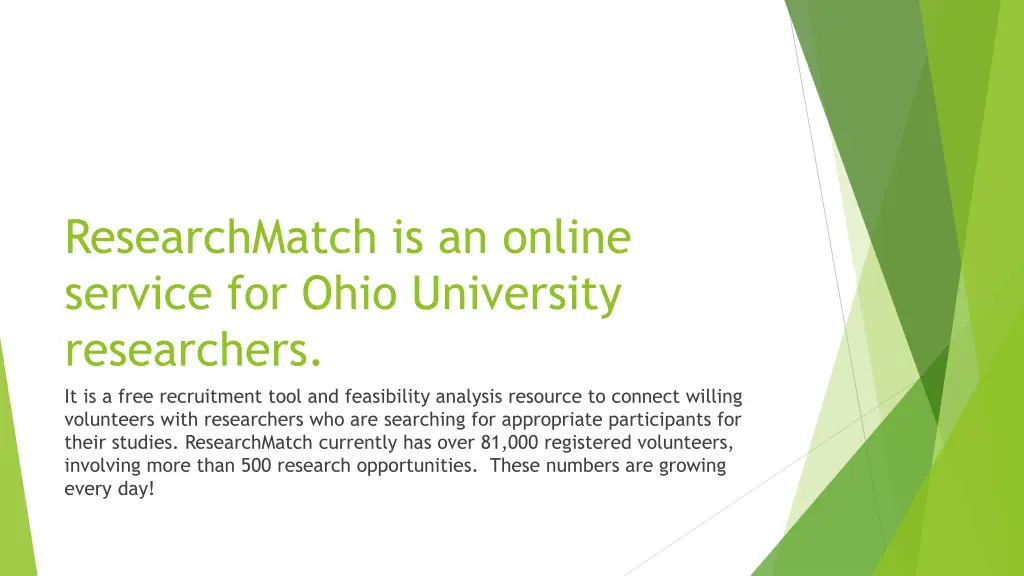 researchmatch is an online service for ohio