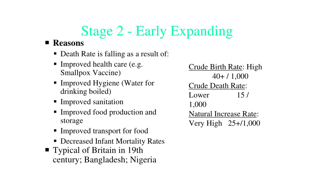 stage 2 early expanding reasons death rate