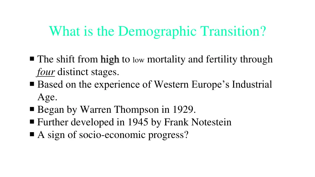 what is the demographic transition