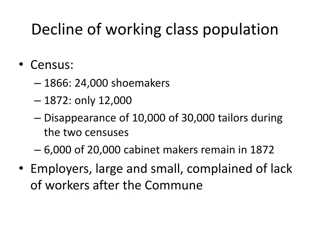 decline of working class population