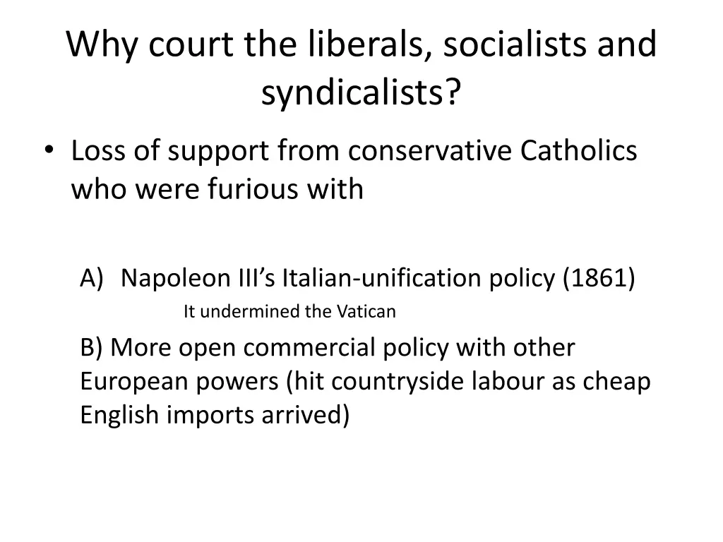why court the liberals socialists and syndicalists