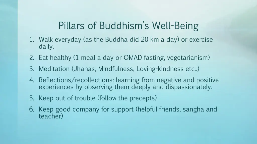 pillars of buddhism s well being