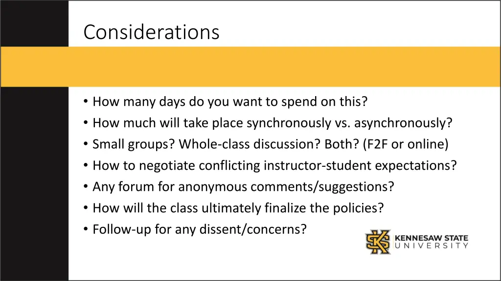considerations