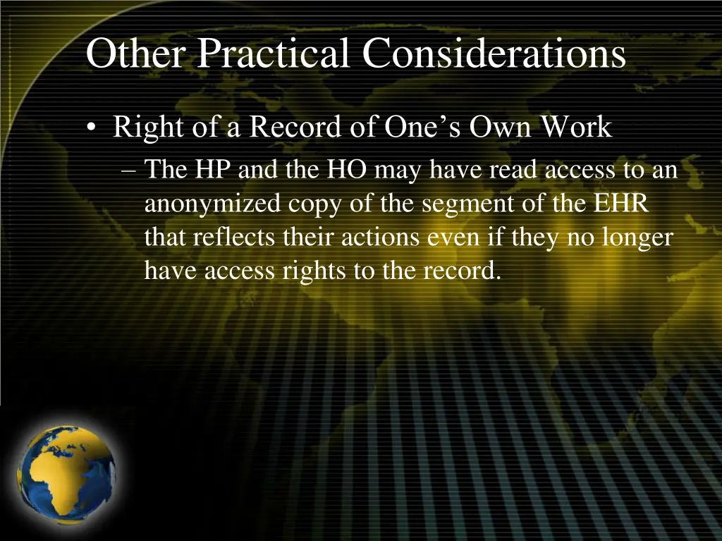 other practical considerations