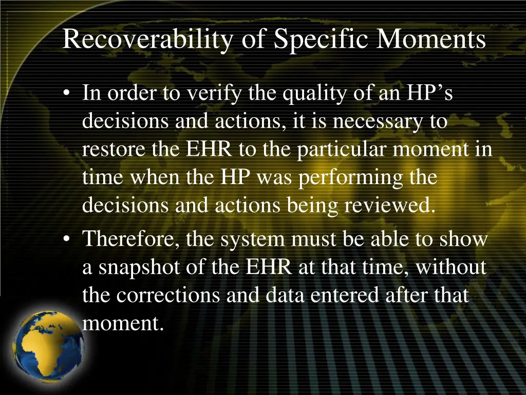 recoverability of specific moments