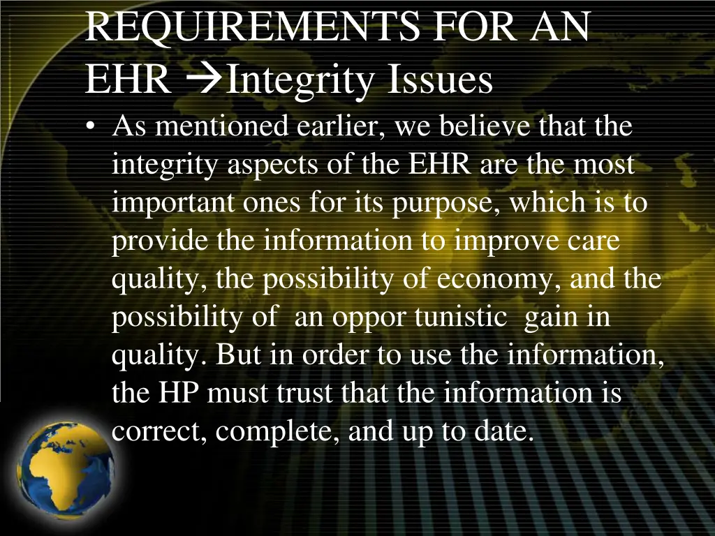 requirements for an ehr integrity issues