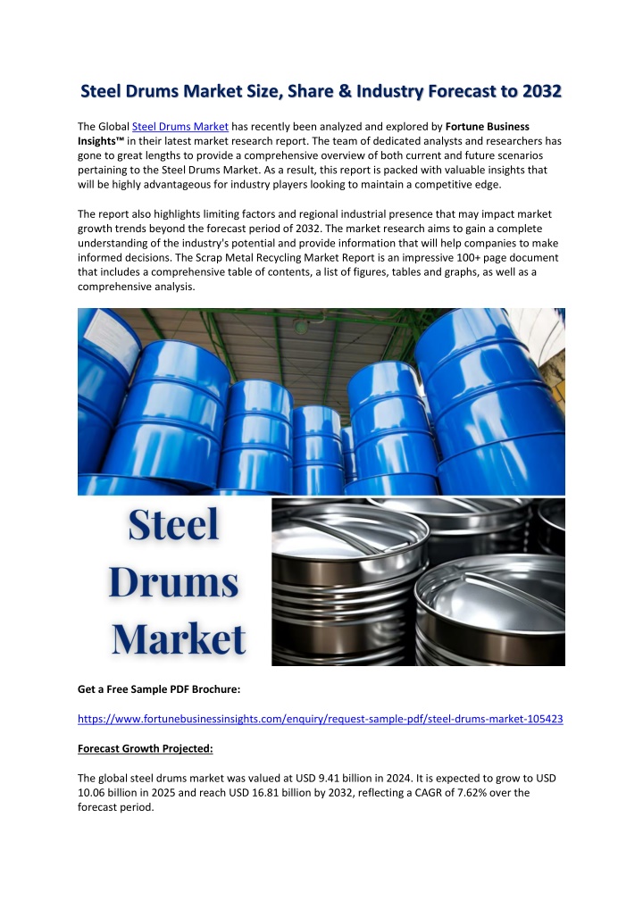 steel drums market size share industry forecast