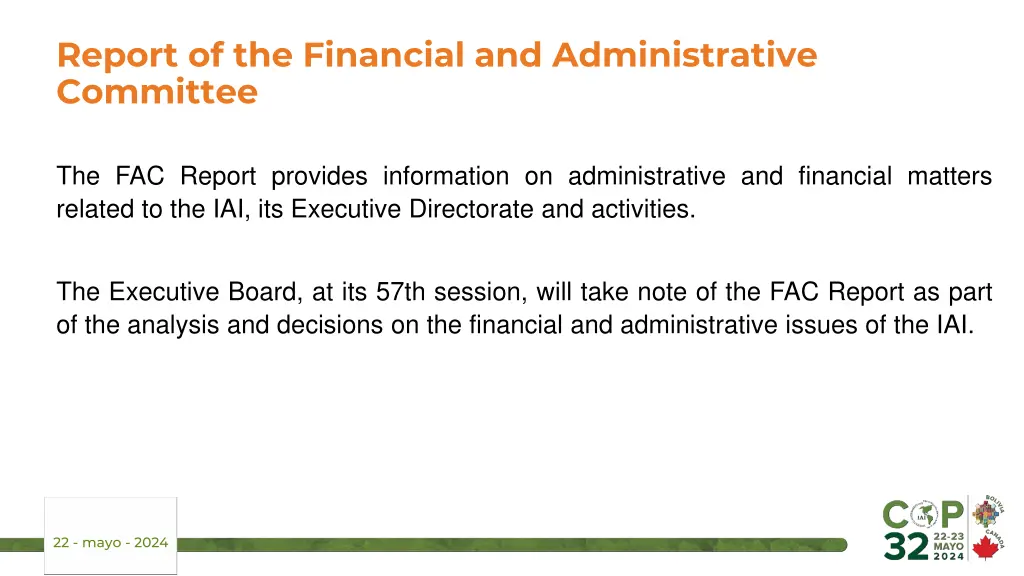 report of the financial and administrative 1