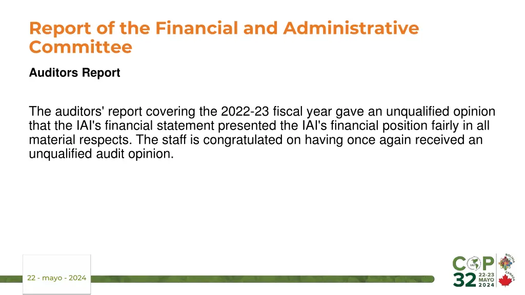 report of the financial and administrative 3