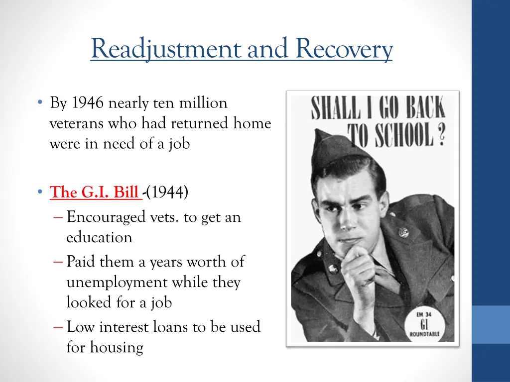 readjustment and recovery
