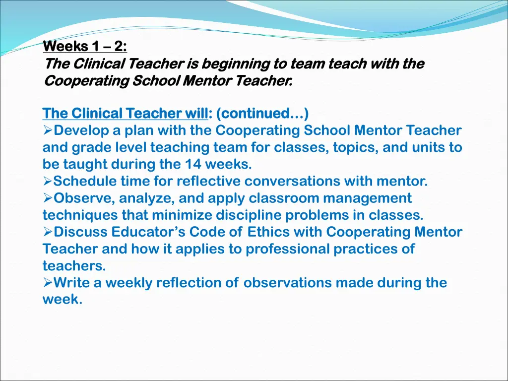 weeks 1 weeks 1 2 the clinical teacher 1