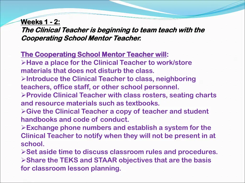 weeks 1 weeks 1 2 the clinical teacher 2