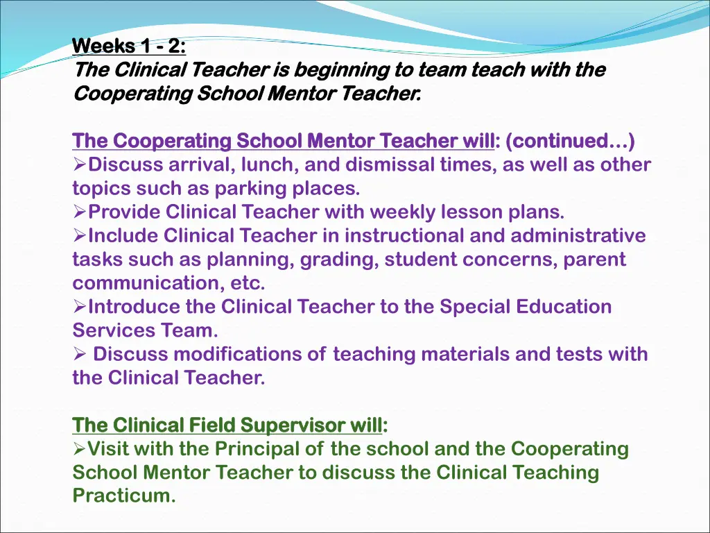 weeks 1 weeks 1 2 the clinical teacher 3