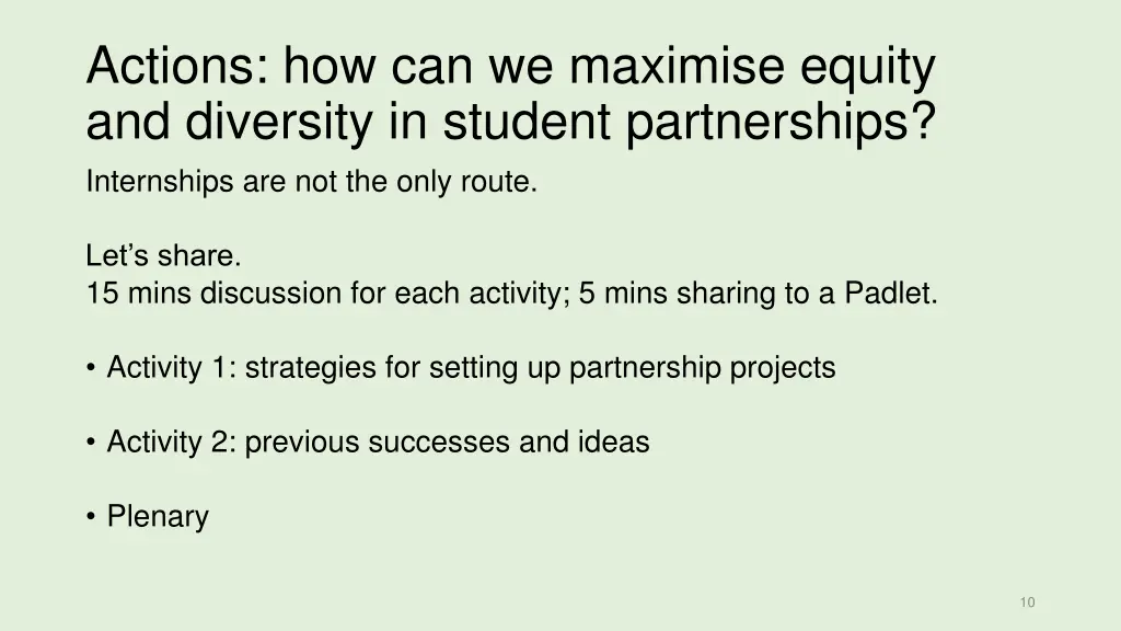 actions how can we maximise equity and diversity