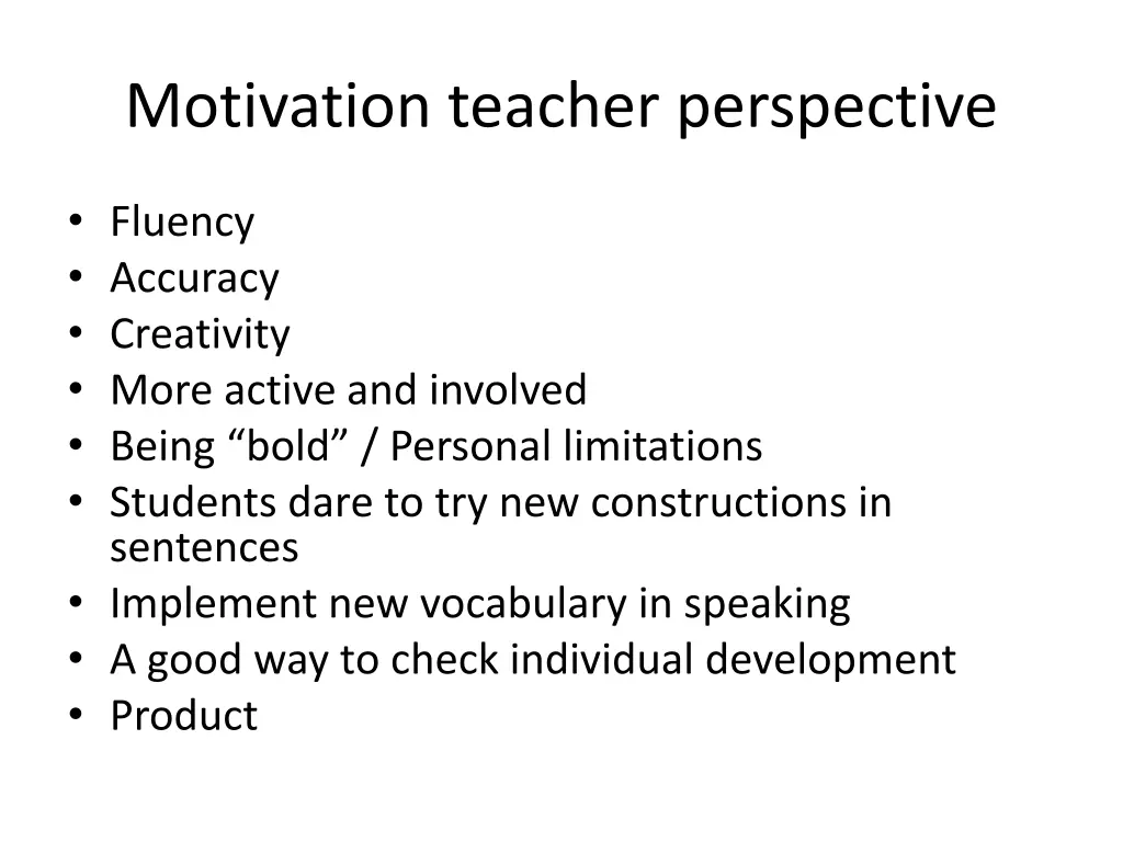 motivation teacher perspective