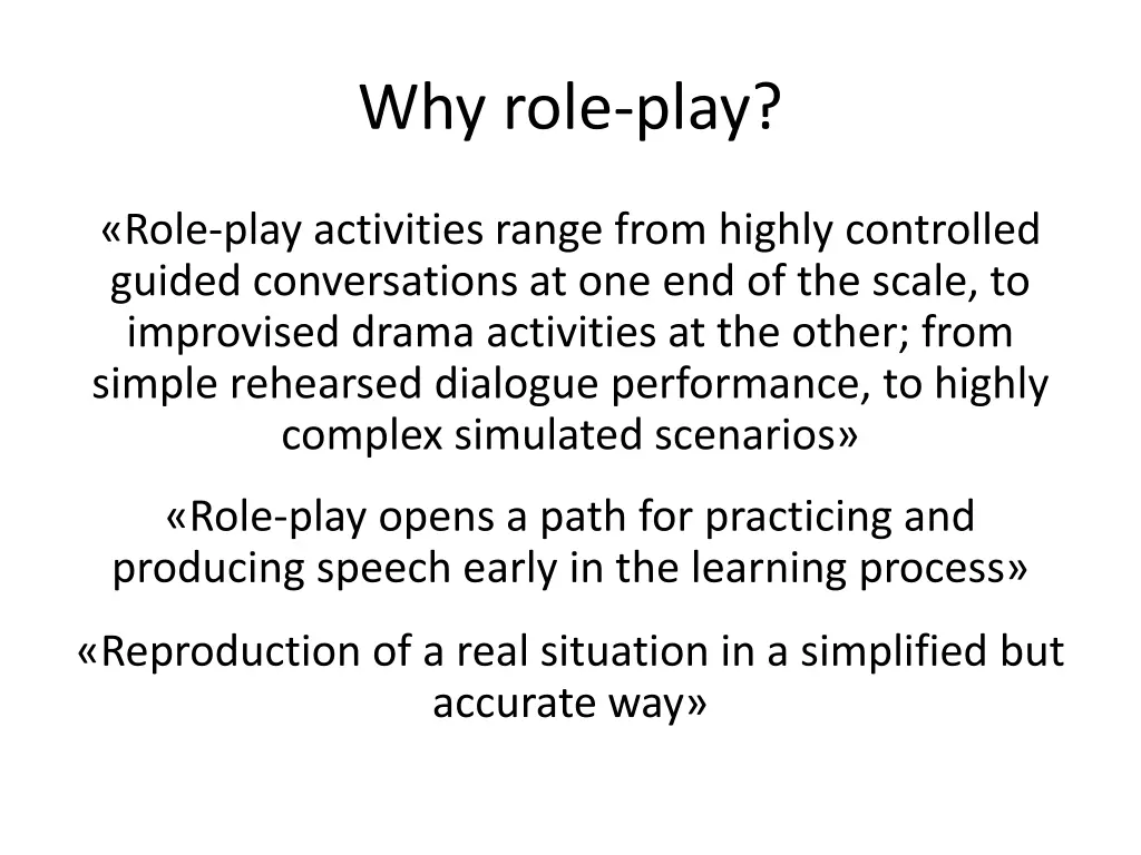 why role play