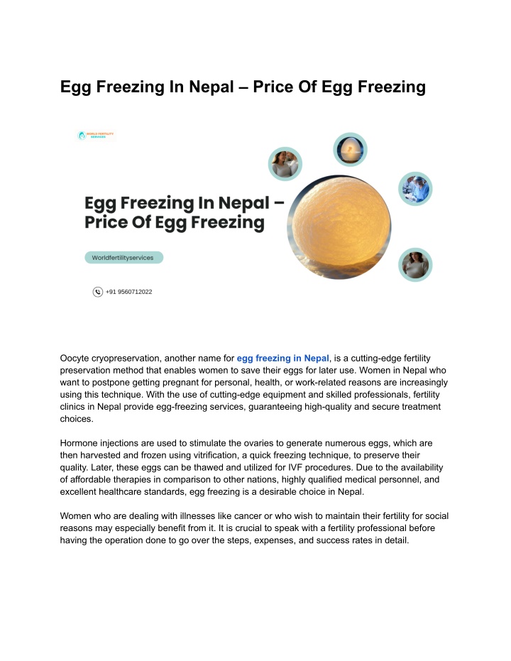 egg freezing in nepal price of egg freezing