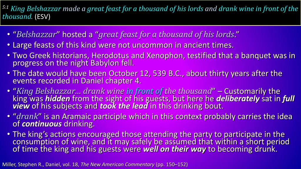 5 1 king belshazzar made a great feast