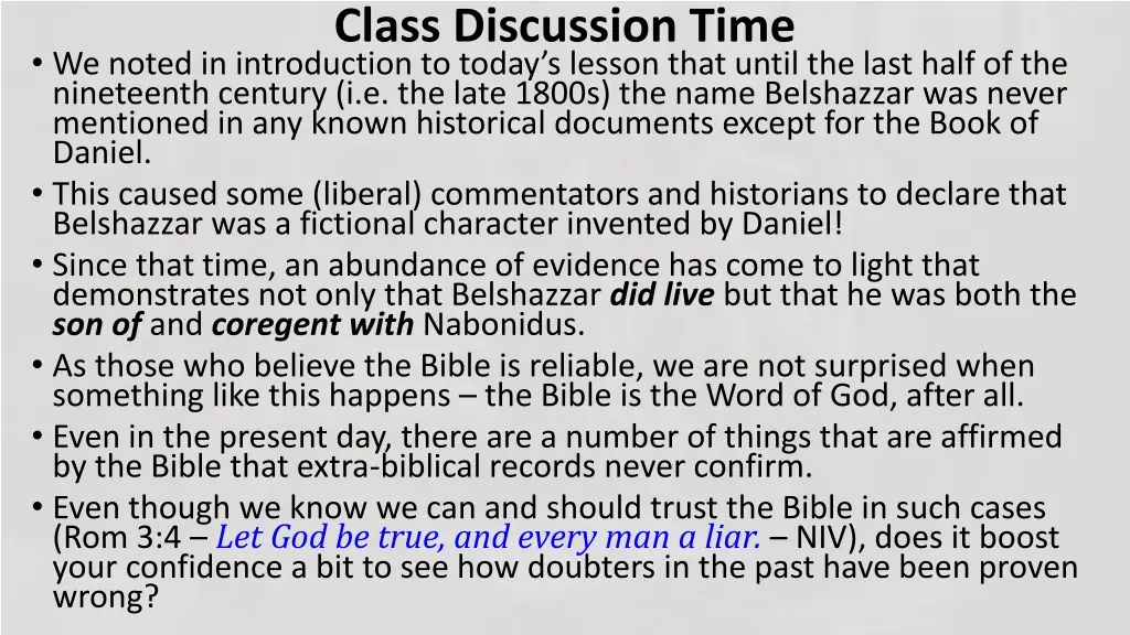 class discussion time