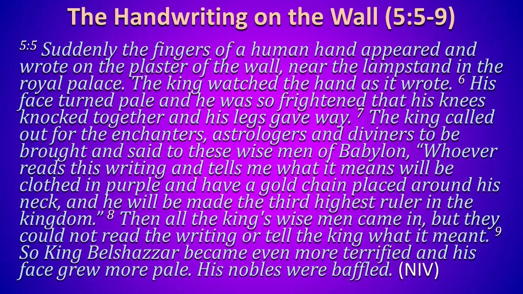 the handwriting on the wall 5 5 9 5 5 suddenly