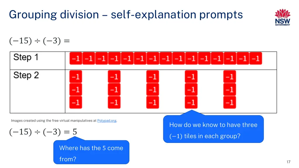 grouping division self explanation prompts