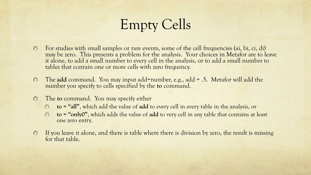 empty cells