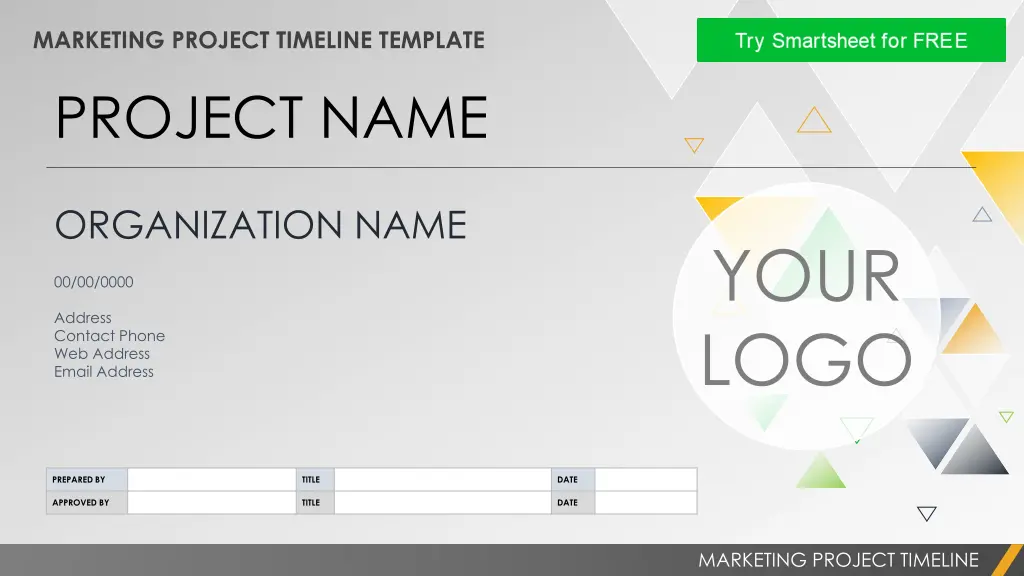marketing project timeline template project name