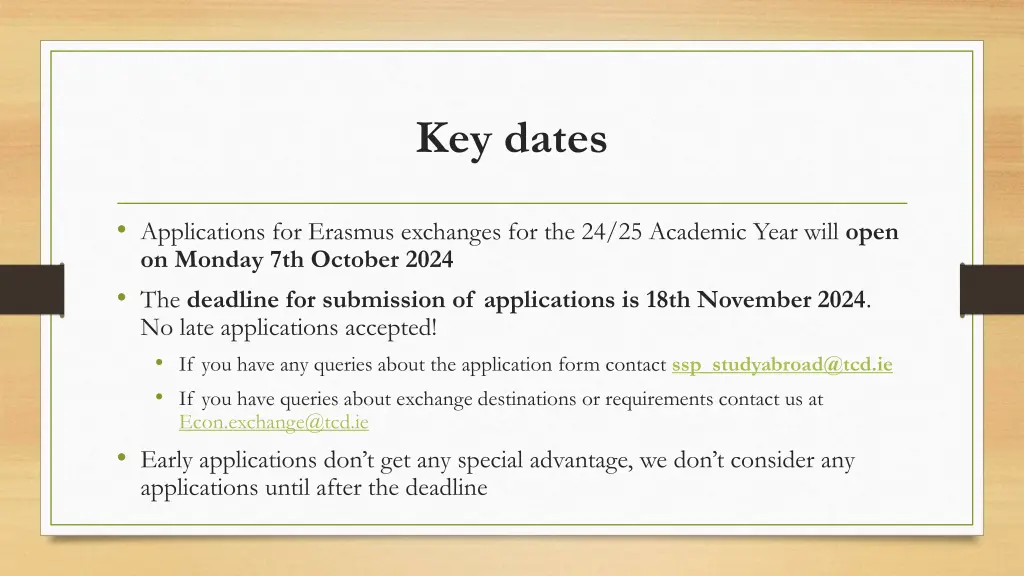 key dates