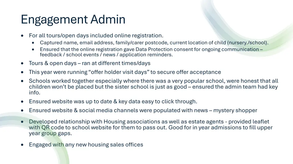 engagement admin