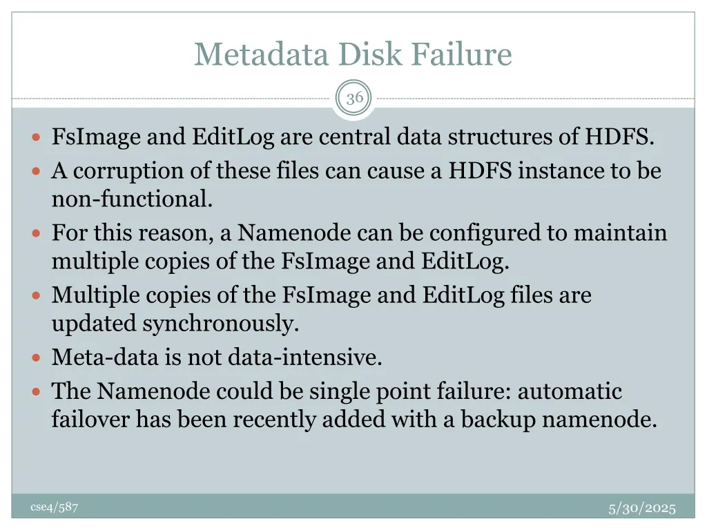 metadata disk failure