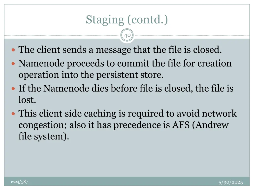 staging contd