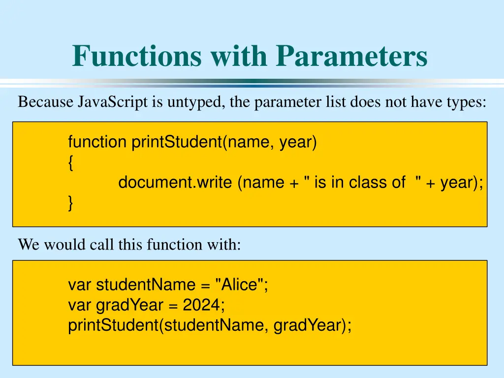functions with parameters
